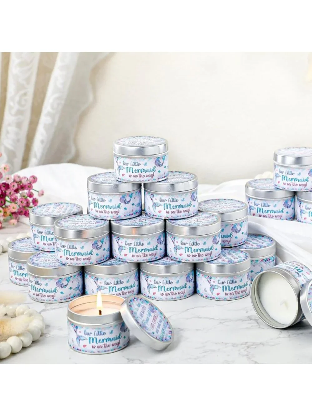 24 Pcs Lavender Scented Tealight Candles for Baby Shower Favors & Gender Reveal